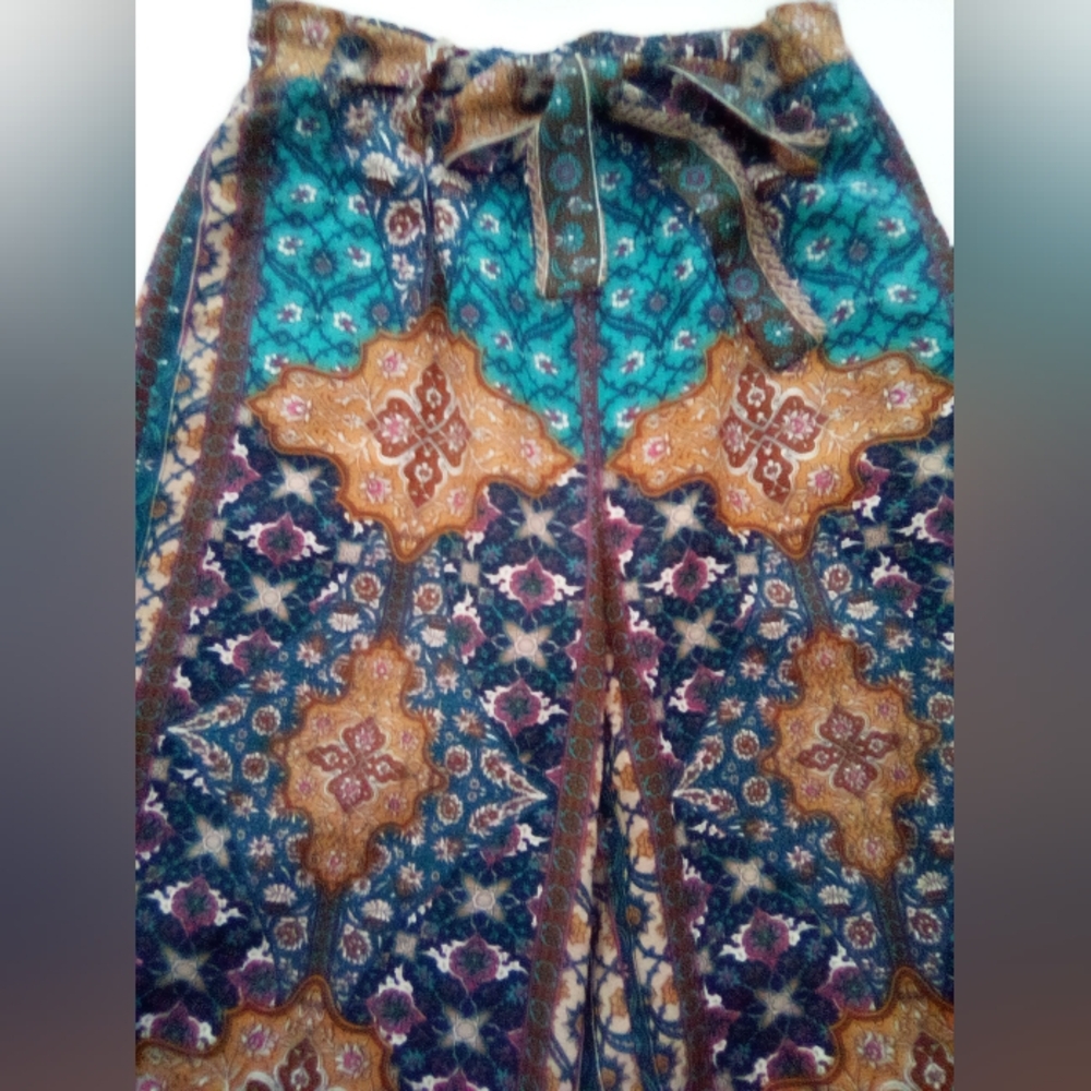 The Clothing Company 100% Rayon Boho Pants Wide Leg High Waist  Size S